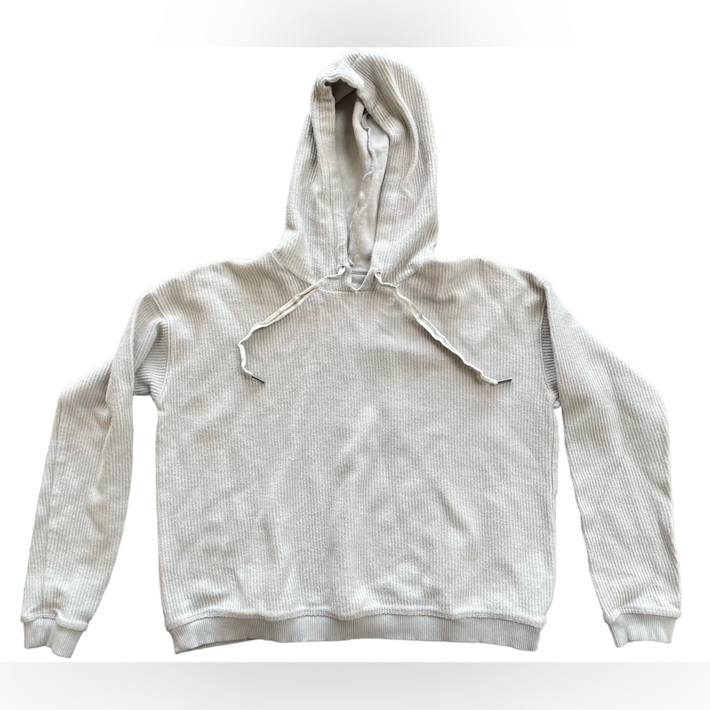 Aerie | Love Ribbed‎ Cropped Hoodie Light Sage Green/ Gray Women’s XS